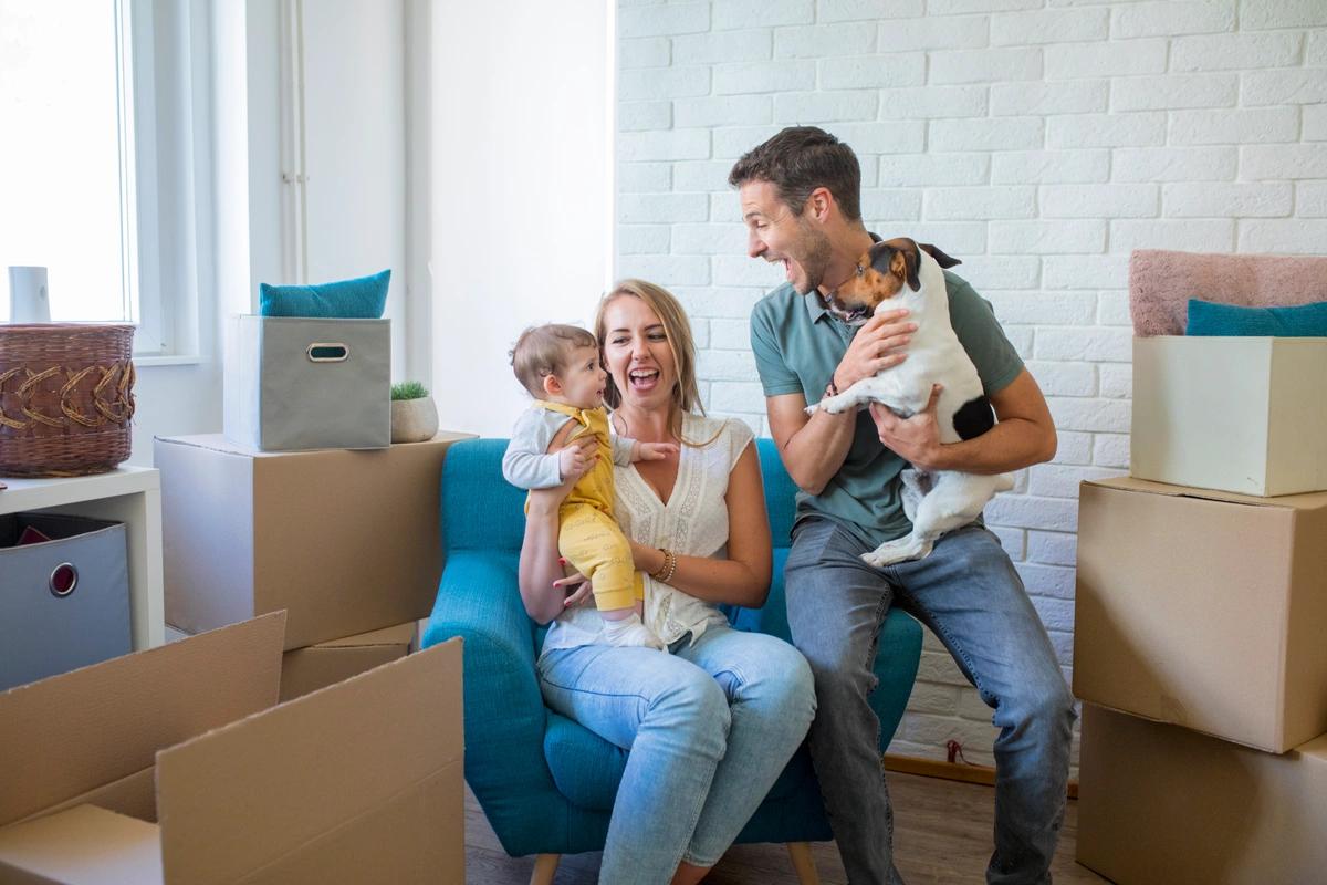 young family moving into home